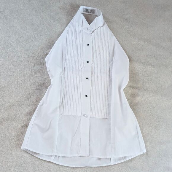 Vintage Tuxedo Halter Button Up Shirt Blouse Women's XS/Small White - Picture 2 of 7